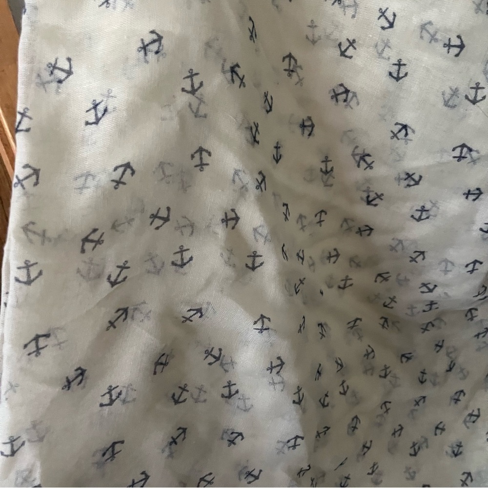 SET of 3 SCARVES H&M Comme Ca Anchor Print Black White Print Fringe - Picture 6 of 9